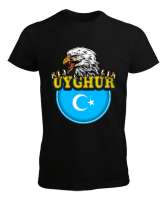 Doğu Türkistan,Uyghur,East Turkestan. Siyah Erkek Tişört - Thumbnail