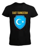 Doğu Türkistan,Uyghur,East Turkestan. Siyah Erkek Tişört - Thumbnail