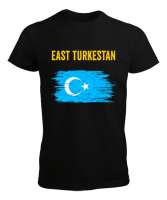 Doğu Türkistan,Uyghur,East Turkestan. Siyah Erkek Tişört - Thumbnail