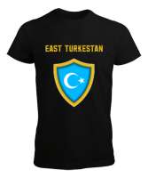 Doğu Türkistan,Uyghur,East Turkestan. Siyah Erkek Tişört - Thumbnail