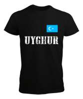 Doğu Türkistan,Uyghur,East Turkestan. Siyah Erkek Tişört - Thumbnail