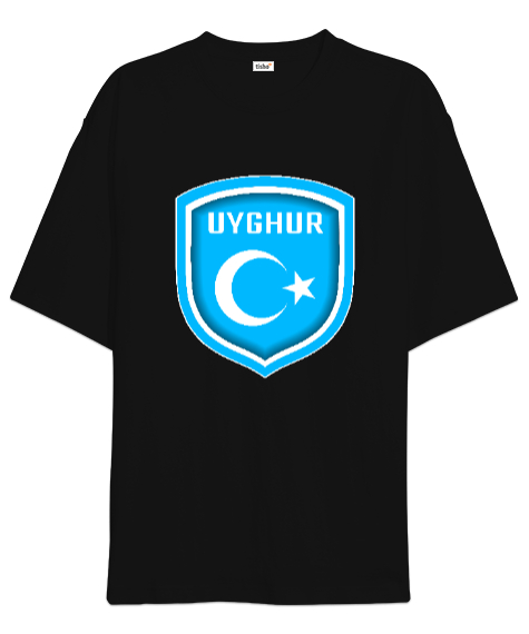 Tisho - Doğu Türkistan,Uyghur,East Turkestan. Siyah Oversize Unisex Tişört