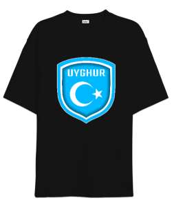 Doğu Türkistan,Uyghur,East Turkestan. Siyah Oversize Unisex Tişört