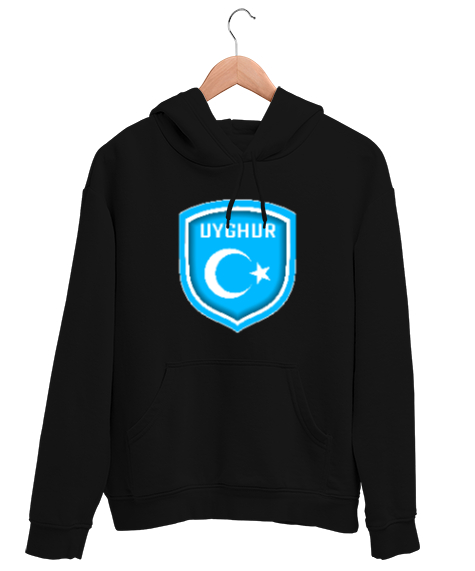 Tisho - Doğu Türkistan,Uyghur,East Turkestan. Siyah Unisex Kapşonlu Sweatshirt