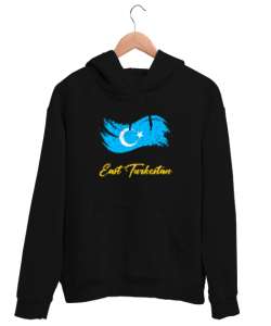 Doğu Türkistan,Uyghur,East Turkestan. Siyah Unisex Kapşonlu Sweatshirt