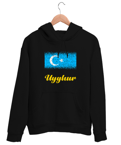 Tisho - Doğu Türkistan,Uyghur,East Turkestan. Siyah Unisex Kapşonlu Sweatshirt