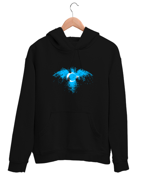 Tisho - Doğu Türkistan,Uyghur,East Turkestan. Siyah Unisex Kapşonlu Sweatshirt