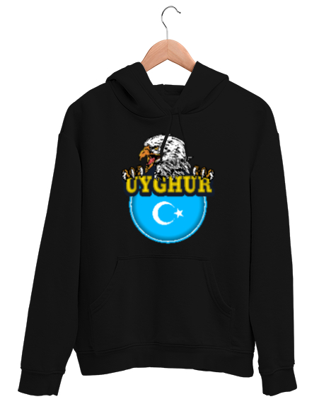 Tisho - Doğu Türkistan,Uyghur,East Turkestan. Siyah Unisex Kapşonlu Sweatshirt