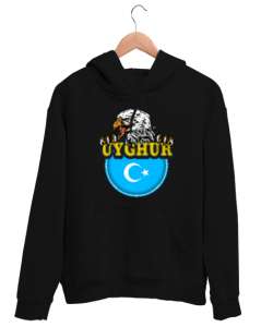 Doğu Türkistan,Uyghur,East Turkestan. Siyah Unisex Kapşonlu Sweatshirt