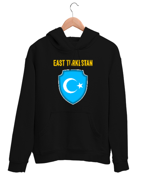 Tisho - Doğu Türkistan,Uyghur,East Turkestan. Siyah Unisex Kapşonlu Sweatshirt
