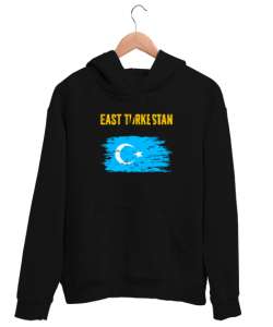 Doğu Türkistan,Uyghur,East Turkestan. Siyah Unisex Kapşonlu Sweatshirt