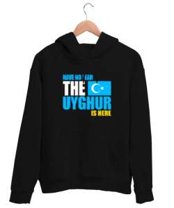 Doğu Türkistan,Uyghur,East Turkestan. Siyah Unisex Kapşonlu Sweatshirt