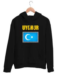 Doğu Türkistan,Uyghur,East Turkestan. Siyah Unisex Kapşonlu Sweatshirt