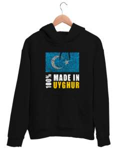 Doğu Türkistan,Uyghur,East Turkestan. Siyah Unisex Kapşonlu Sweatshirt