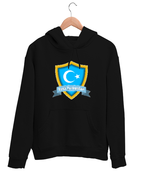 Tisho - Doğu Türkistan,Uyghur,East Turkestan. Siyah Unisex Kapşonlu Sweatshirt