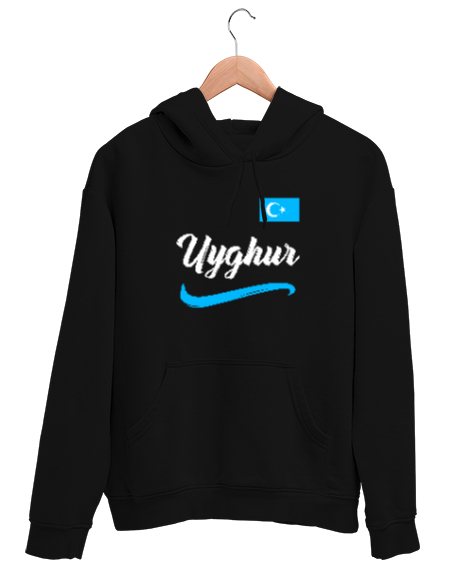 Tisho - Doğu Türkistan,Uyghur,East Turkestan. Siyah Unisex Kapşonlu Sweatshirt