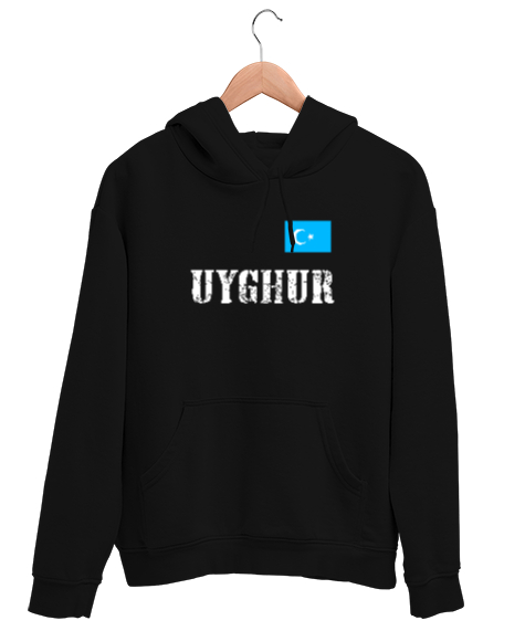 Tisho - Doğu Türkistan,Uyghur,East Turkestan. Siyah Unisex Kapşonlu Sweatshirt