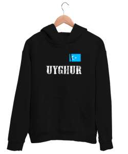 Doğu Türkistan,Uyghur,East Turkestan. Siyah Unisex Kapşonlu Sweatshirt