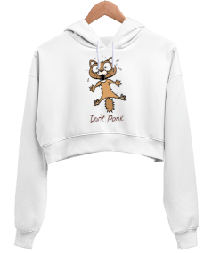 Dont Panic Kadın Crop Hoodie Kapüşonlu Sweatshirt