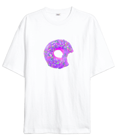 DONUT BEYAZ KADIN OVERSİZE TİŞÖRT Oversize Unisex Tişört