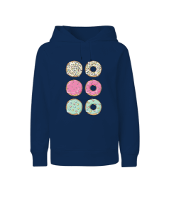 Donut figürlü Çocuk Unisex Hoodie Kapüşonlu