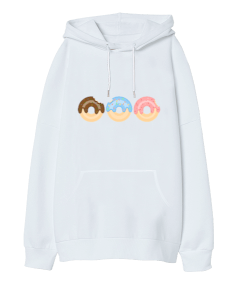 Donut figürlü Oversize Unisex Kapüşonlu Sweatshirt