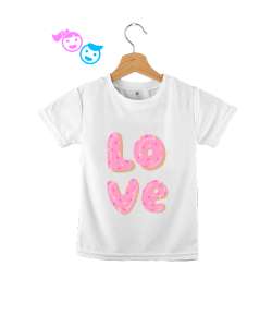  Donut Love Yazılı Beyaz Çocuk Unisex