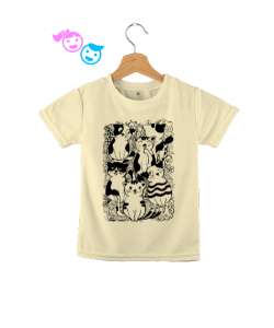 Doodle - Kediler - Cats Krem Çocuk Unisex