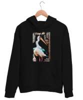 Dostluk Siyah Unisex Kapşonlu Sweatshirt - Thumbnail