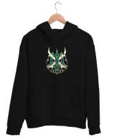 Dövme Şekil - Tattoo Siyah Unisex Kapşonlu Sweatshirt - Thumbnail