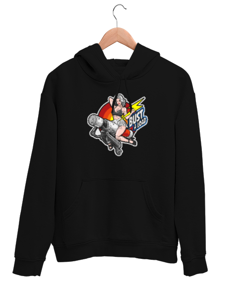 Tisho - Dövmeli Kız - Tattoo Girl v2 Siyah Unisex Kapşonlu Sweatshirt