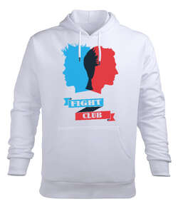 DÖVÜŞ KLUBÜ Beyaz Erkek Kapüşonlu Hoodie Sweatshirt