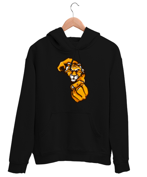 Tisho - Dövüşçü Aslan - Yumruk Maskot Siyah Unisex Kapşonlu Sweatshirt