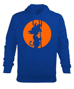 Dragon Ball : Goku Saks Mavi Erkek Kapüşonlu Hoodie Sweatshirt