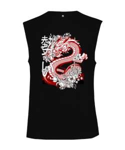 Dragon - Ejderha Siyah Kesik Kol Unisex Tişört