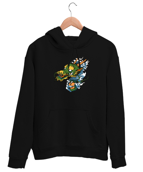 Tisho - Dragon - Ejderha v2 Siyah Unisex Kapşonlu Sweatshirt