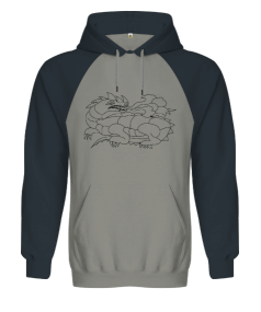 Dragon Figürlü Orjinal Reglan Hoodie Unisex Sweatshirt