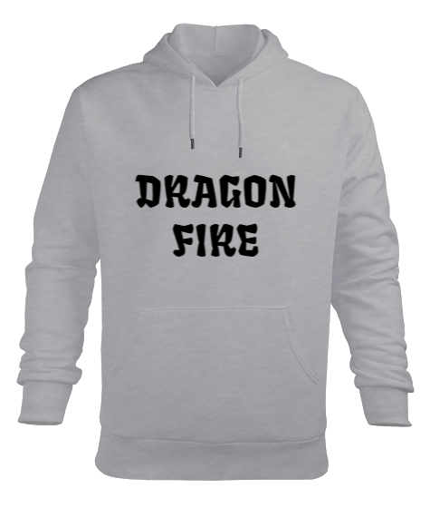 Dragon Fire Gri Erkek Kapüşonlu Hoodie Sweatshirt