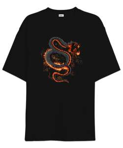 Dragon Snake - Ejderha Yılan Siyah Oversize Unisex Tişört