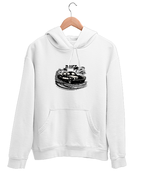 Tisho - drift Beyaz Unisex Kapşonlu Sweatshirt