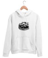 drift Beyaz Unisex Kapşonlu Sweatshirt - Thumbnail