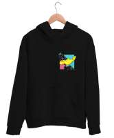 DUCK Siyah Unisex Kapşonlu Sweatshirt - Thumbnail