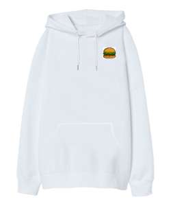 Duck Tillo2 Beyaz Oversize Unisex Kapüşonlu Sweatshirt