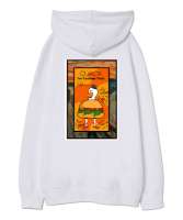 Duck Tillo2 Beyaz Oversize Unisex Kapüşonlu Sweatshirt - Thumbnail