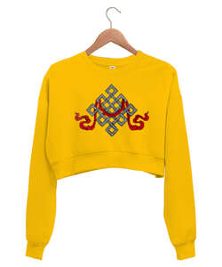 Düğüm Otantik Sarı Kadın Crop Sweatshirt