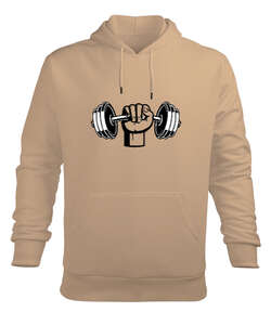 Dumbell yumruk fitness motivasyon Camel Erkek Kapüşonlu Hoodie Sweatshirt