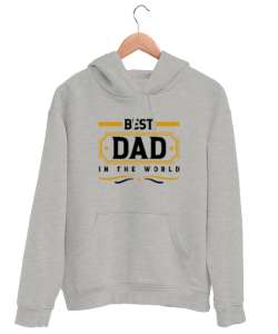 Dünyanın En İyi Babası - Best Dad - Babalar Günü Gri Unisex Kapşonlu Sweatshirt