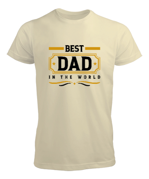 Tisho - Dünyanın En İyi Babası - Best Dad - Babalar Günü Krem Erkek Tişört