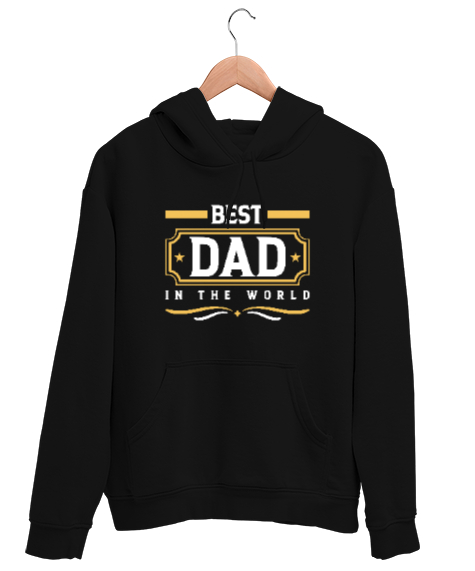 Tisho - Dünyanın En İyi Babası - Best Dad - Babalar Günü Siyah Unisex Kapşonlu Sweatshirt