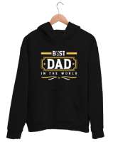 Dünyanın En İyi Babası - Best Dad - Babalar Günü Siyah Unisex Kapşonlu Sweatshirt - Thumbnail